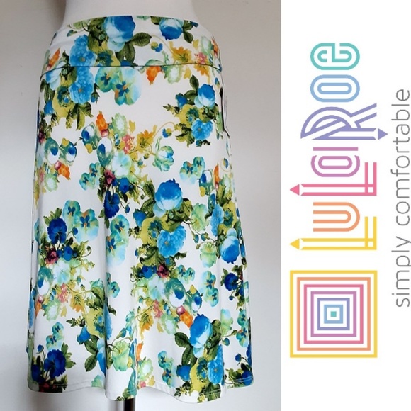 LuLaRoe Dresses & Skirts - 💲SOLD💲LuLaRoe Azure Ivory Blue Floral Skirt